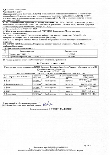 Протокол испытаний "Жемчужина Кавказа" от 21.03.2025г 2 стр. Протокол испытаний "Жемчужина Кавказа" от 21.03.2025г 2 стр.